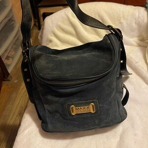 Maxx New York Black Leather Bag with Gold Details